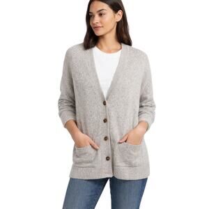 J.Crew Alpaca Wool Blend Cardigan Gray Button Front Pocket Sweater Size L